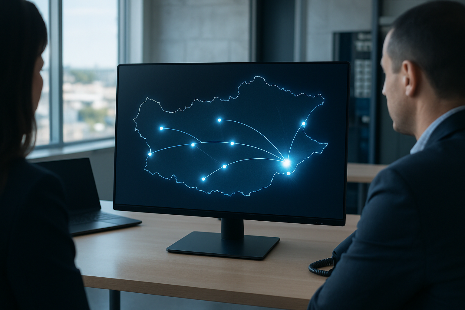 Schéma représentant les liaisons entre le Centre Var et les zones plus urbaines pour l'informatique d'entreprise