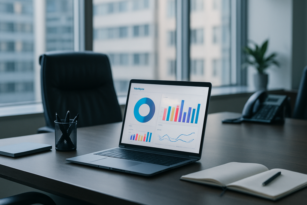 Tableau de bord budgétaire sur ordinateur illustrant le coût infogérance PME Var