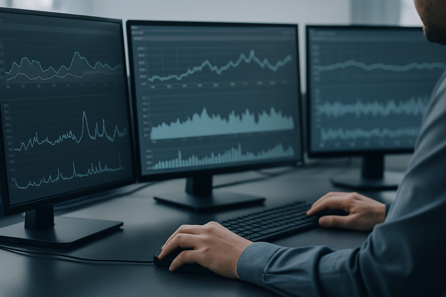 Écrans de supervision informatique affichant des indicateurs de surveillance réseau