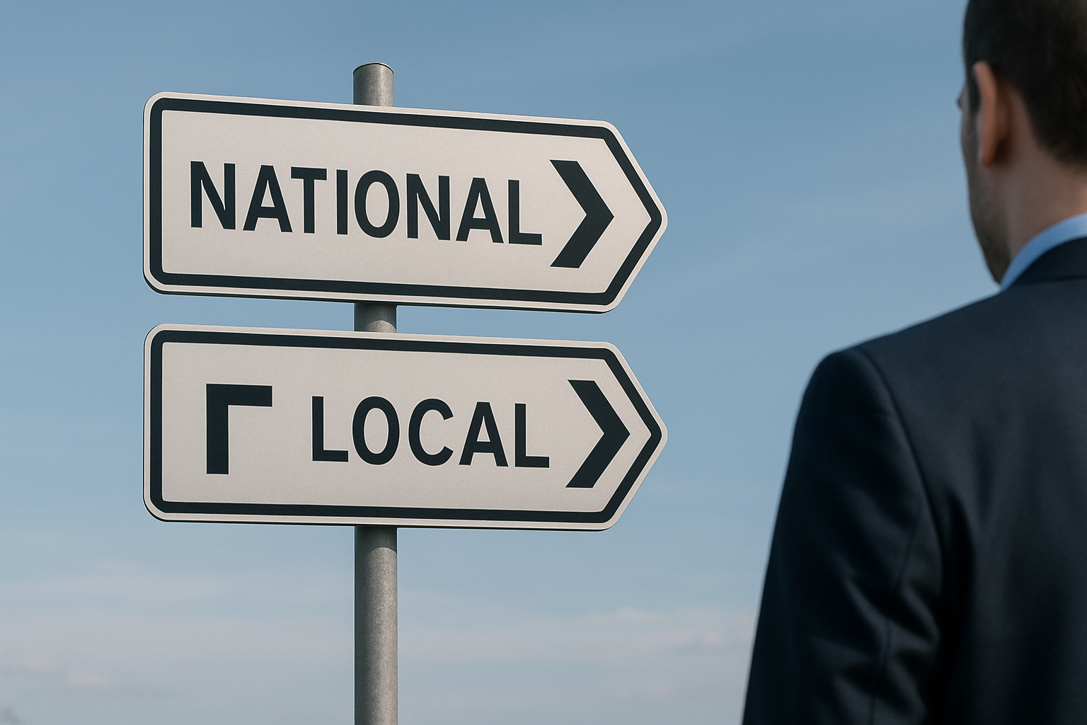 Panneaux symbolisant le choix entre un opérateur national et un partenaire télécom local